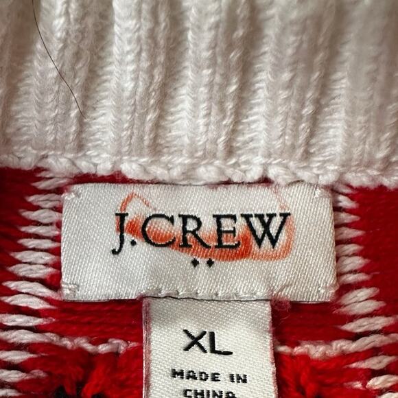 J CREW fair Isle White and Red Patterned Women's Sweater Size XL - Picture 4 of 8